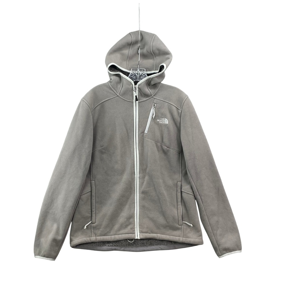 The North Face Fleece Jacket Womens M Grey Full Zip Osito Lined Hooded Outdoor